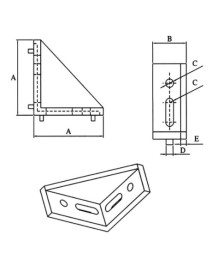 Corner connector for profile 30x30, 30x60, 40x40, 80x80, fasteners